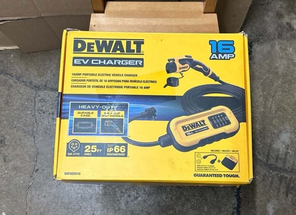 DEWALT Level-2 Portable Electric Vehicle EV Charger up to 32 Amps, 120-240-Volt